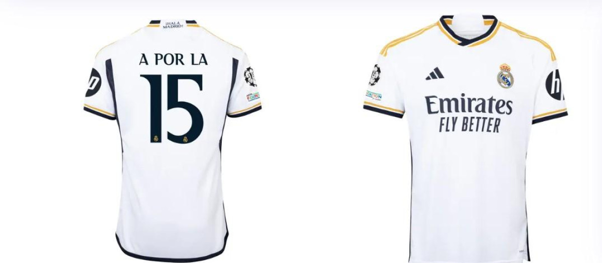 Camiseta "A Por La 15" Primera equipación 23/24 blanca del Real Madrid