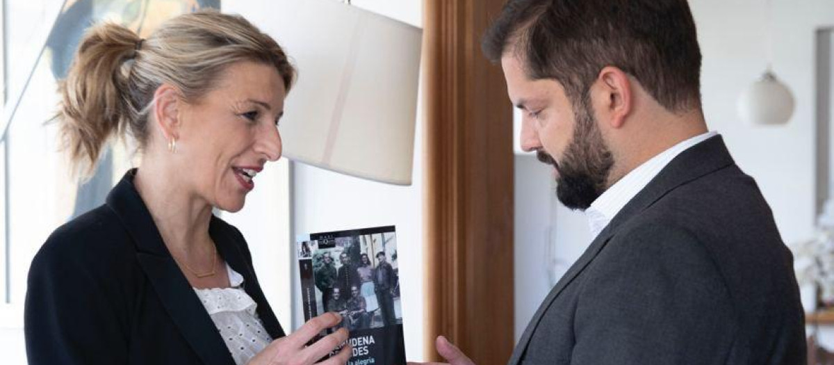 Yolanda Díaz y el presidente de Chile Gabriel Boric