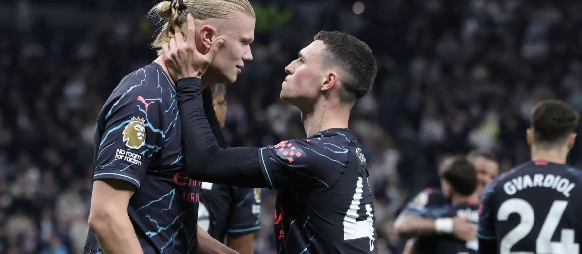 Erling Haaland marcó los dos goles en la victoria del City a domicilio contra el Tottenham