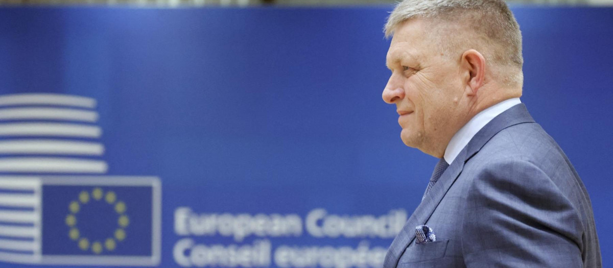 El primer ministro de Eslovaquia, Robert Fico, en la sede del Consejo Europeo