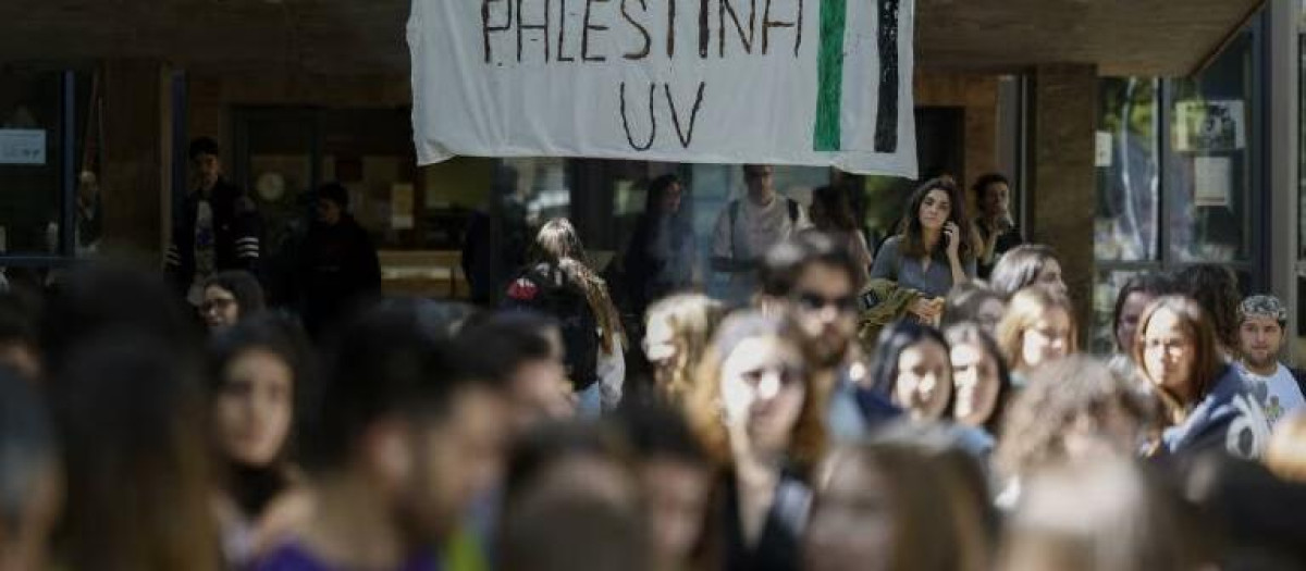 Imagen de una de las protestas propalestinas en la Universidad de Valencia