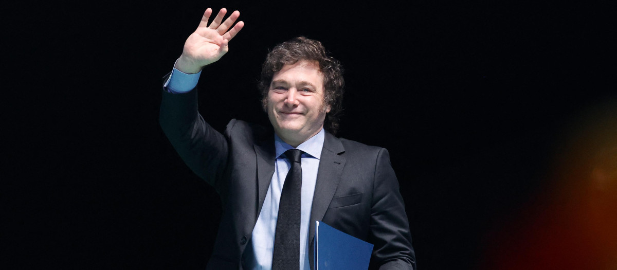 Javier Milei en el acto de VOX en Madrid