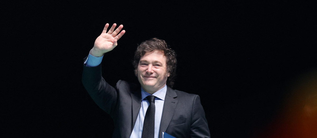 Javier Milei en el acto de VOX en Madrid