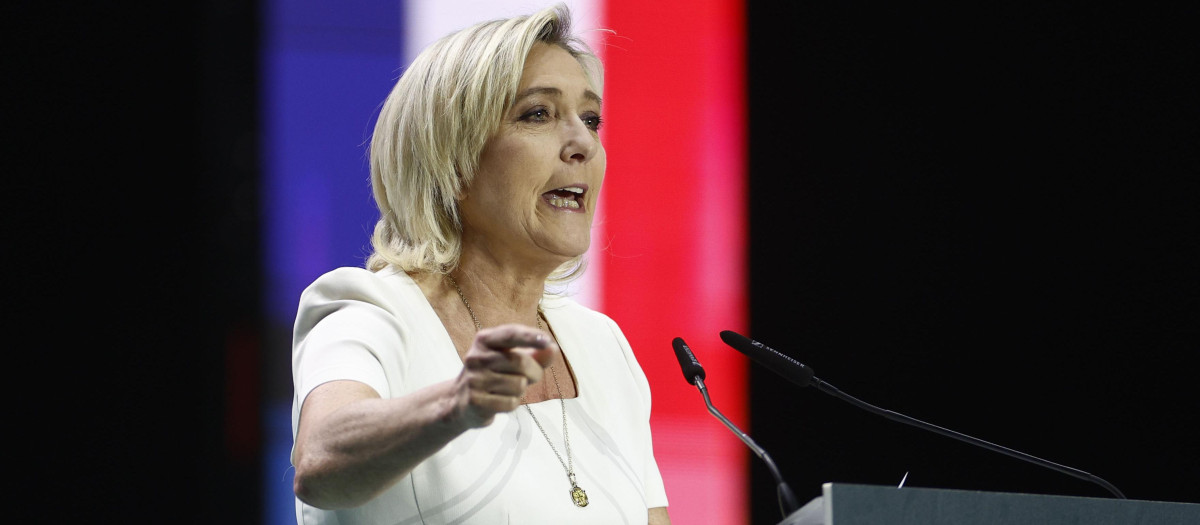 Marine Le Pen, en un acto de Vox en España