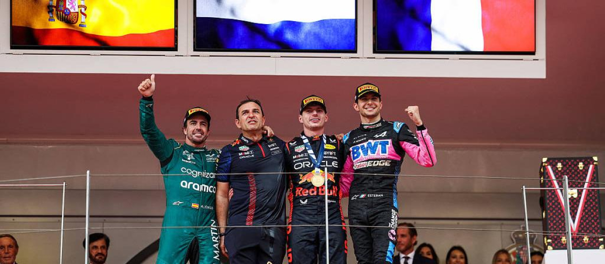 Verstappen ganó en Mónaco el año pasado, con Alonso segundo y Ocon tercero