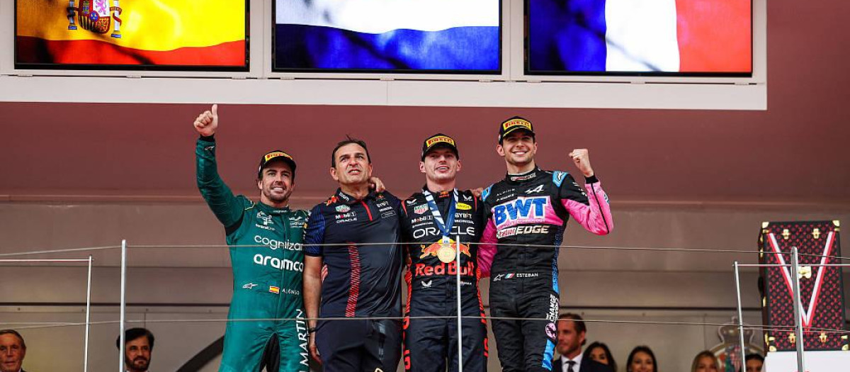 Verstappen ganó en Mónaco el año pasado, con Alonso segundo y Ocon tercero