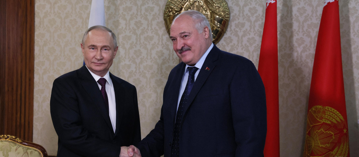Vladimir Putin y Alexander Lukashenko en Minsk