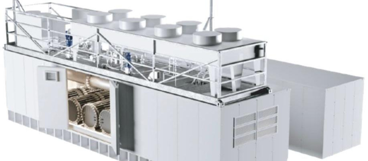 Sistema modular que la empresa quiere emplear en esta planta de hidrógeno