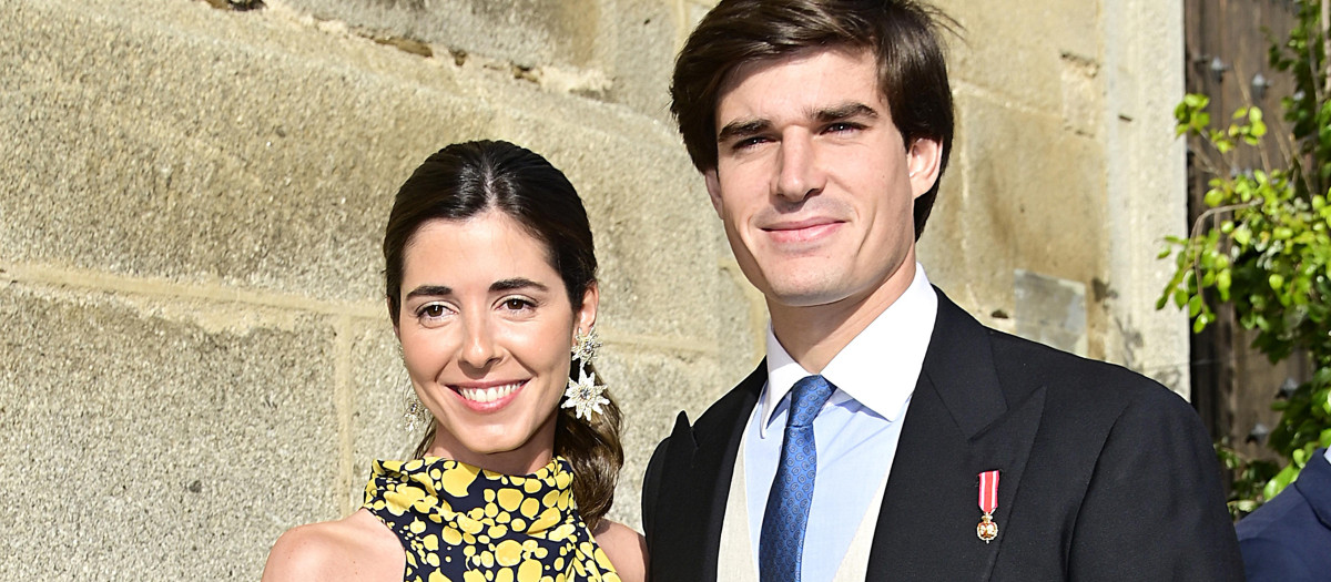 Carlos Fitz James Stuart y Solis and Belen Corsini during wedding of Blanca Sainz and Guillermo Comenge in Cebreros (Avila) on Friday, 9 June 2023.