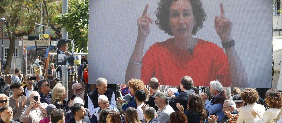 Intervención telemática de Marta Rovira, en un acto electoral de ERC.