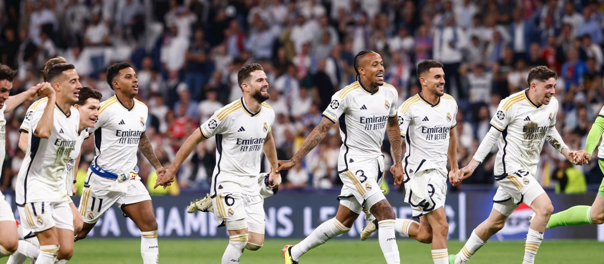 Jugadores del Real Madrid celebrando su pase a la final.