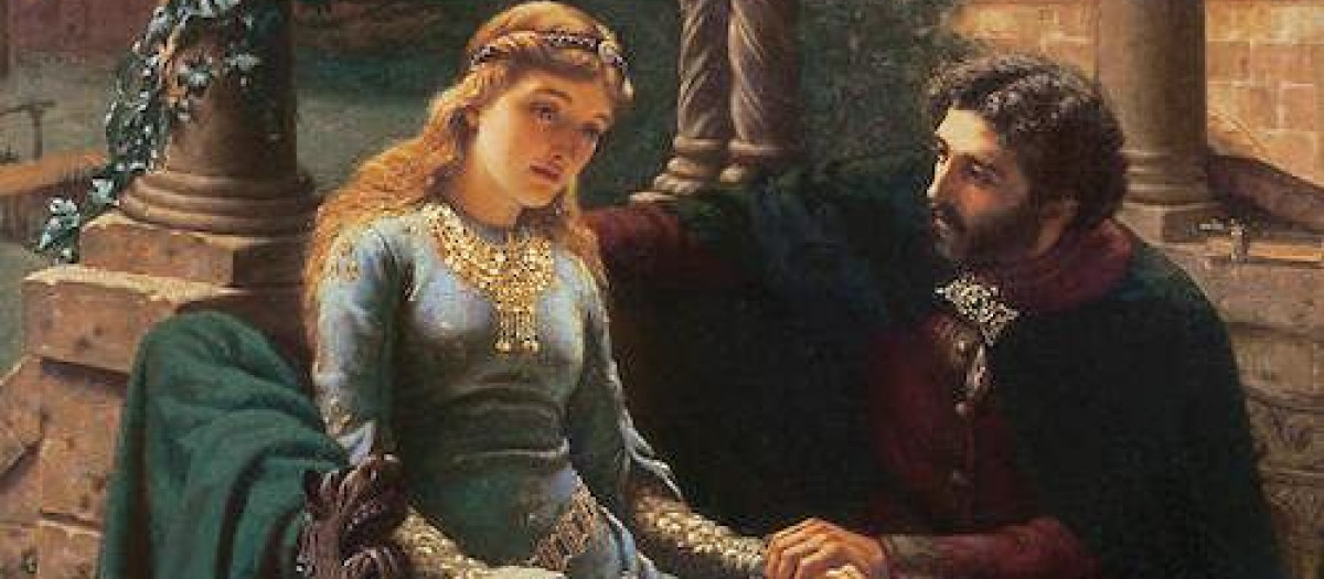 Abaelard y su alumna Heloisa, cuadro del pintor Edmund Blair Leighton de 1882