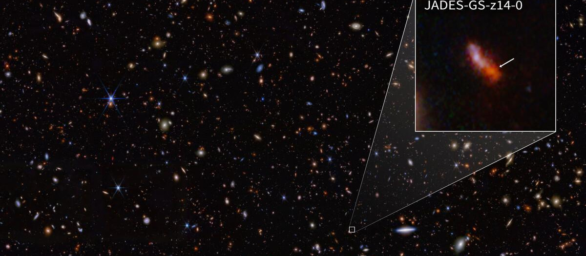 Zoom de la galaxia JADES-GS-Z14-0