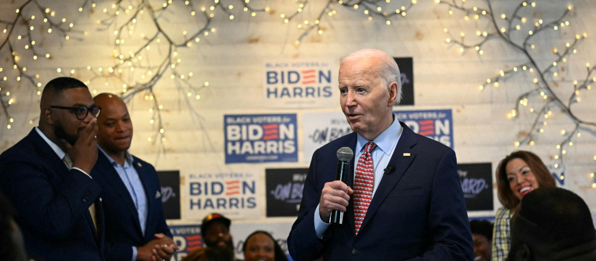 Joe Biden en un acto de campaña en Filadelfia