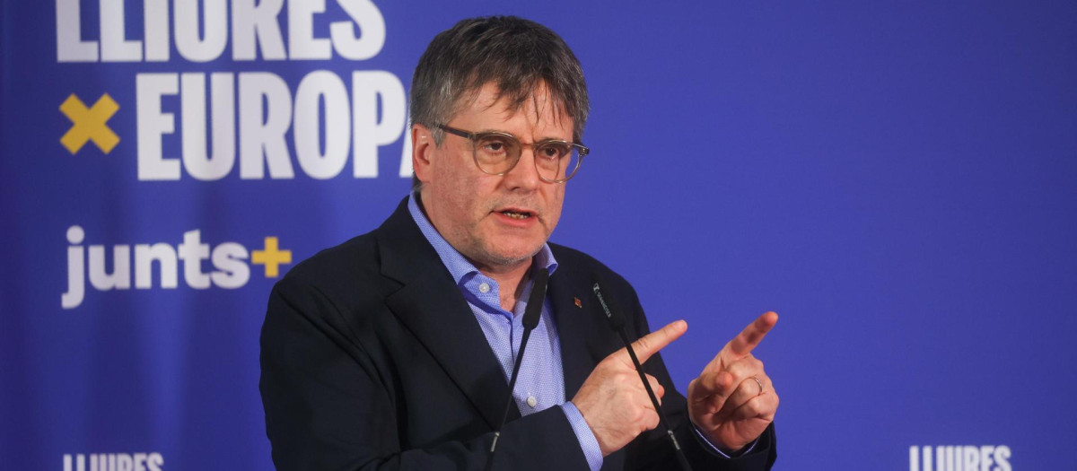 Carles Puigdemont, en un mitin en Bruselas este sábado
