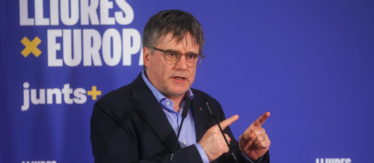Carles Puigdemont, en un mitin en Bruselas este sábado