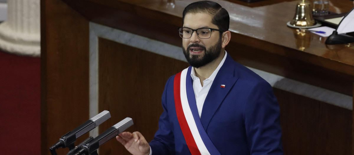 Gabriel Boric, presidente de Chile, durante su discurso del estado de la nación