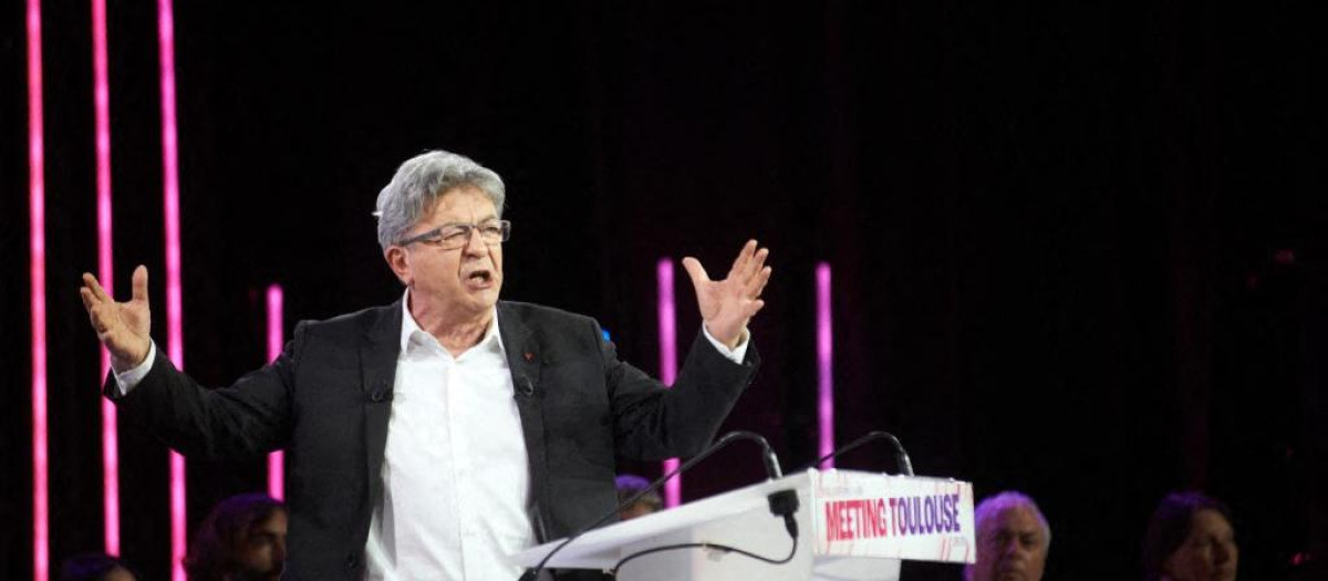 Jean-Luc Melenchon, líder de La France Insoumise, durante un acto de campaña de las elecciones europeas, este 2 de junio