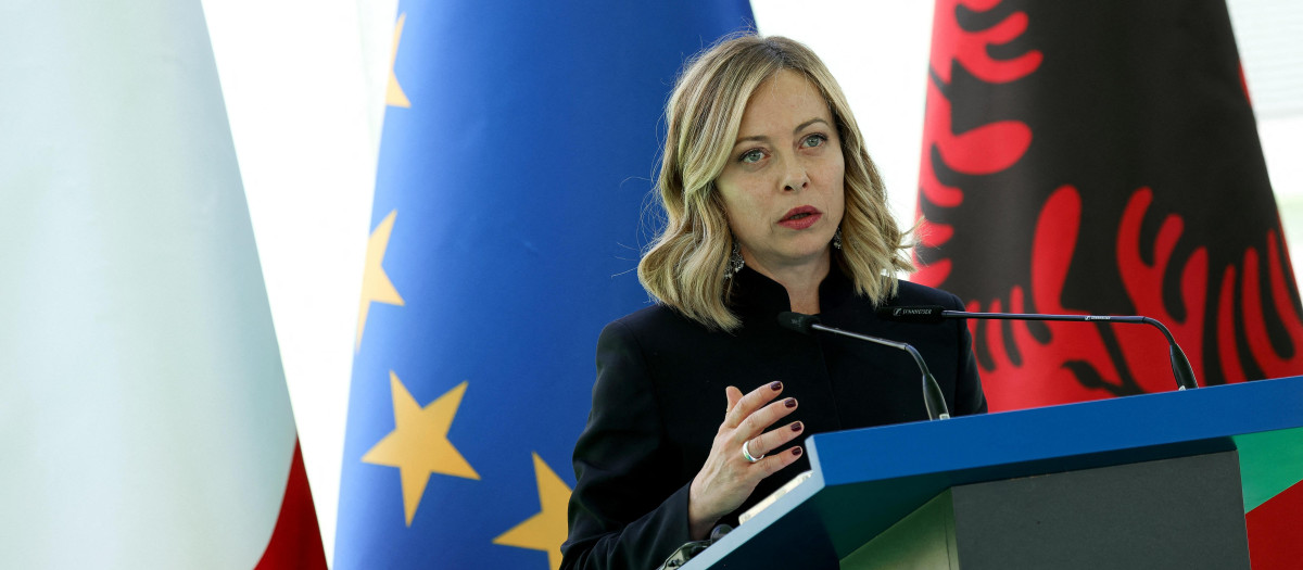 La primera ministra italiana, Giorgia Meloni, en Albania