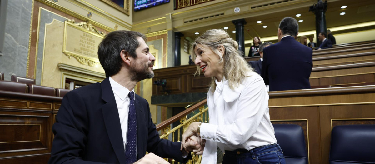Ernest Urtasun y Yolanda Díaz en el Congreso