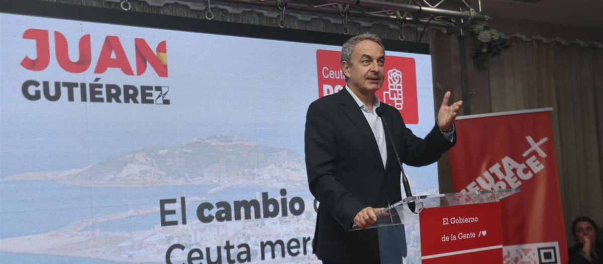 José Luis Rodríguez Zapatero, en un acto del PSOE de Ceuta en abril de 2023