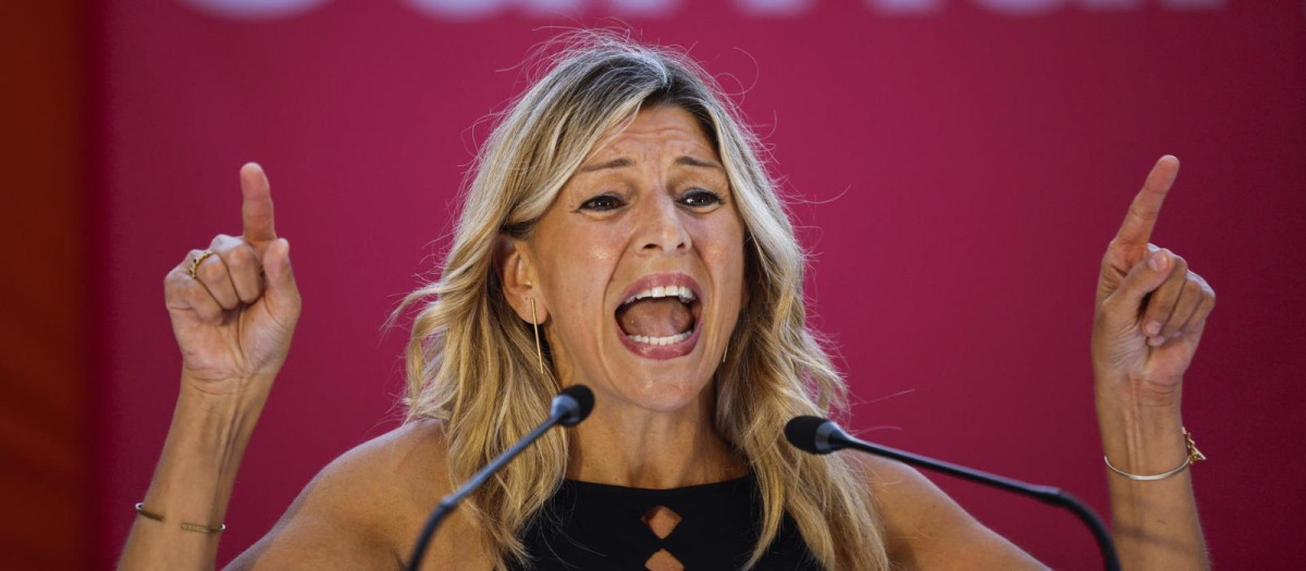 Yolanda Díaz en el acto de campaña para las elecciones europeas 2024 en Valencia