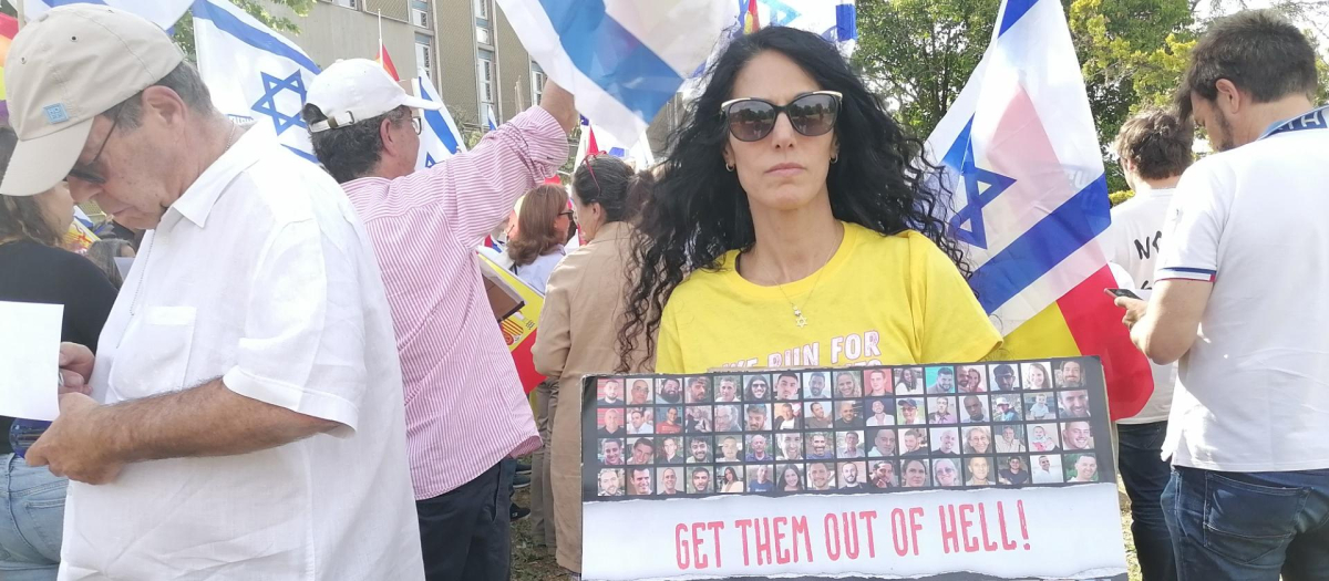 Manifestaciones por los rehenes y contra el antisemitismo frente a la Moncloa, el pasado mes de mayo