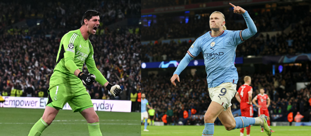 Thibaut Courtois y Erling Haaland