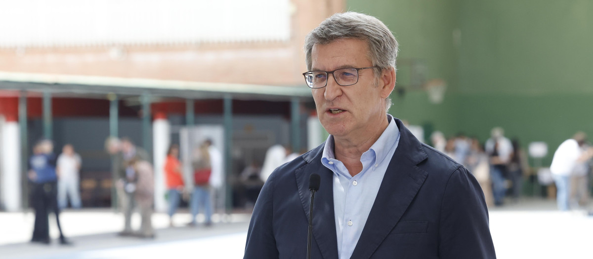 El líder del PP, Alberto Núñez Feijóo, en unas declaraciones este domingo