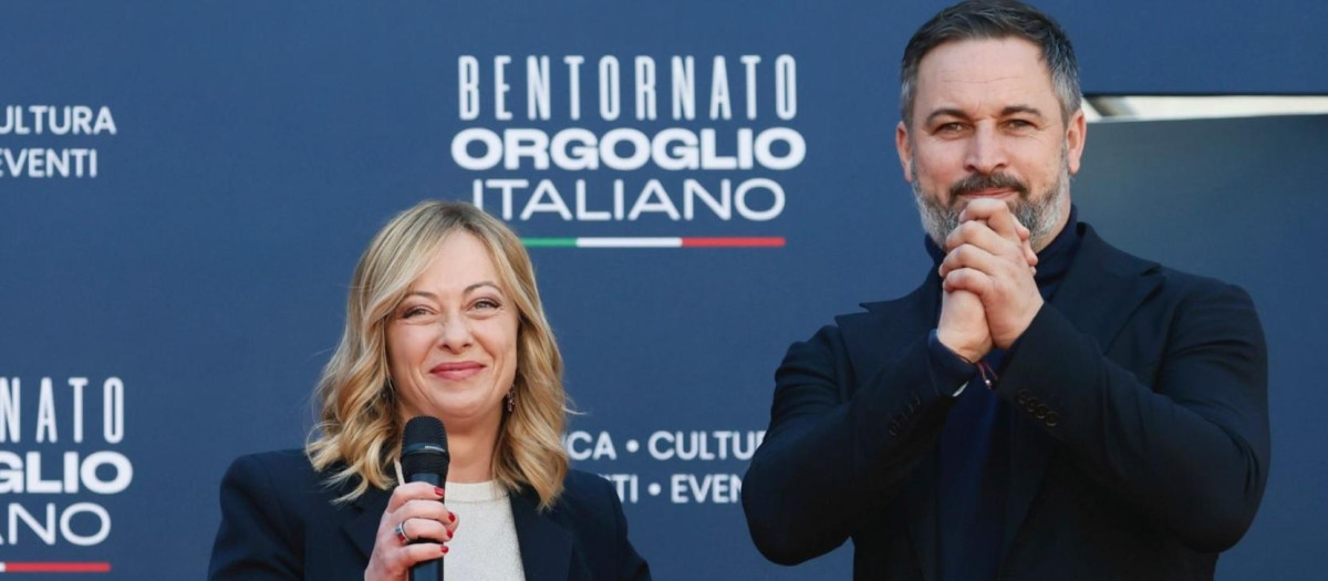 Santiago Abascal y Giorgia Meloni, en una foto de finales de 2023