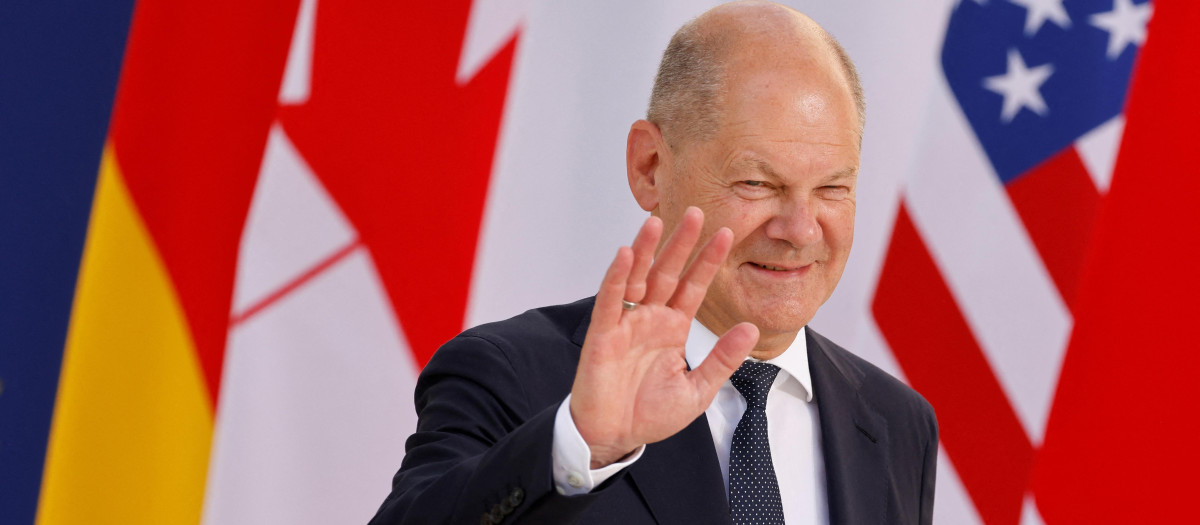 El canciller alemán Olaf Scholz durante la cumbre del G7