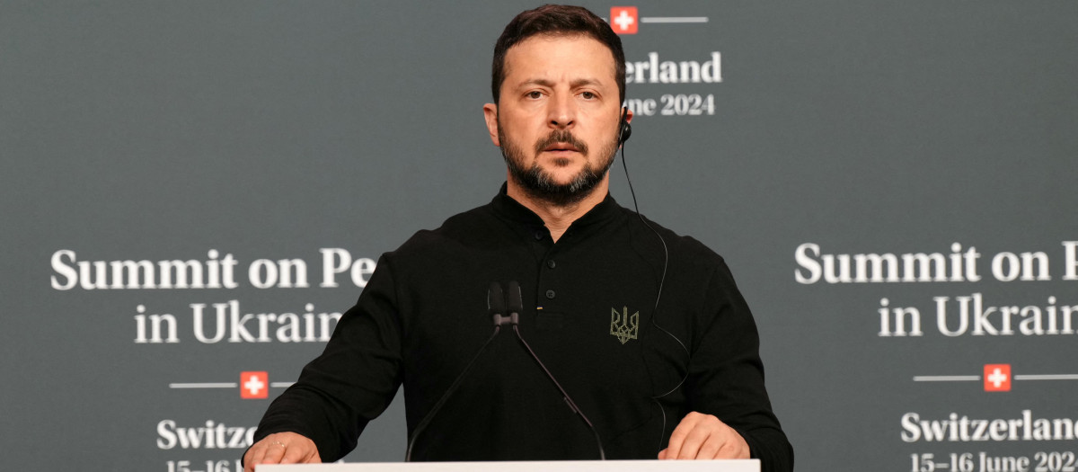 El presidente ucraniano, Volodimir Zelenski, durante la apertura de la cumbre de paz