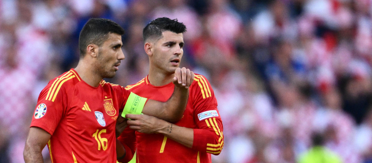 Álvaro Morata y Rodri Hernández acabaron el duelo ante Croacia tocados