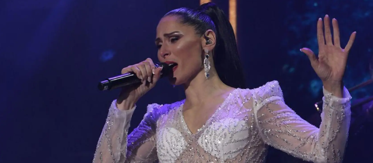 La cantante Rosa López, durante uno de sus conciertos