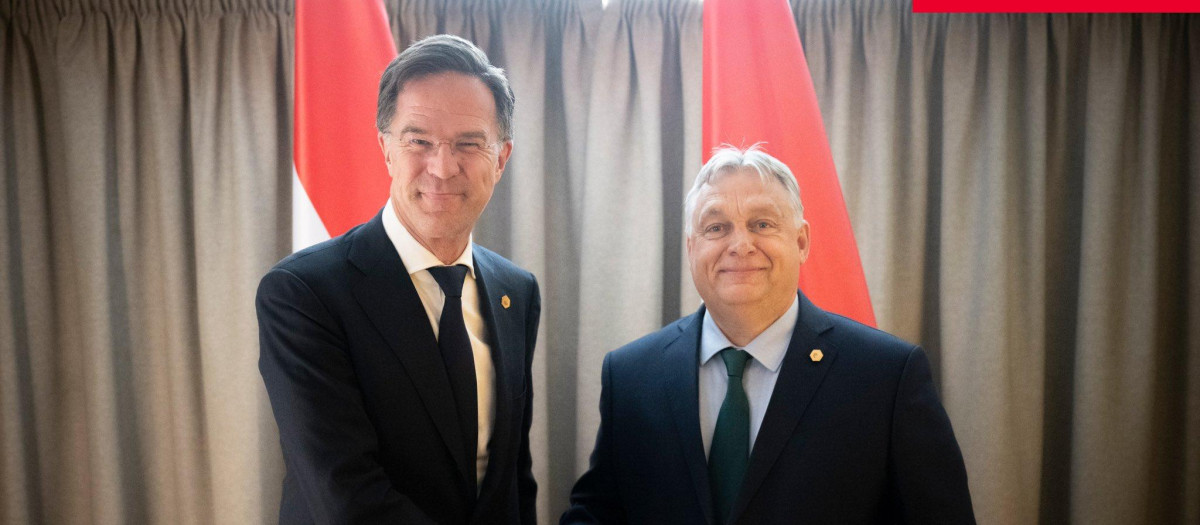 El presidente de Hungría, Viktor Orbán, junto al exprimer ministro neerlandés Mark Rutte