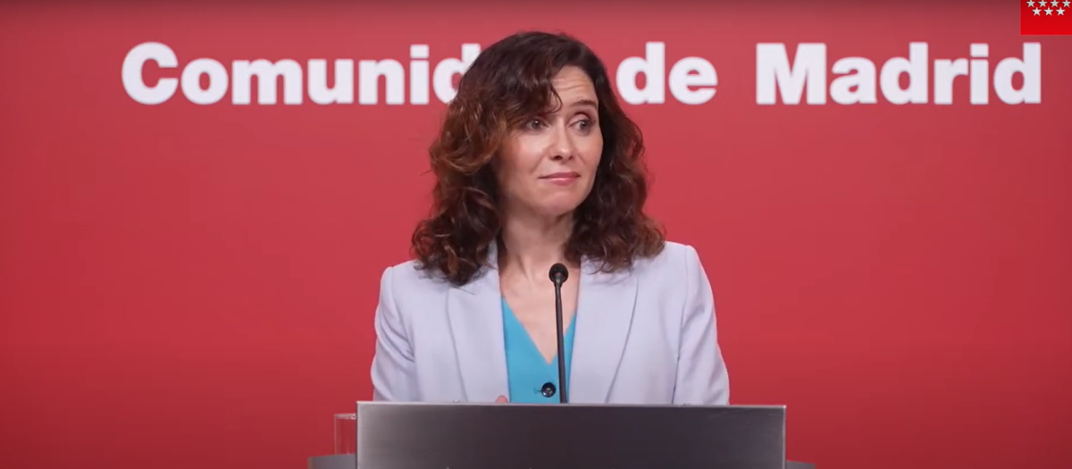 La presidenta de la Comunidad de Madrid, Isabel Díaz Ayuso