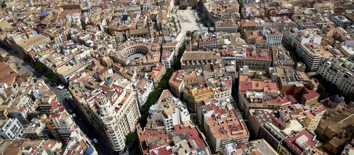 Vista aérea de la Ciutat Vella de Valencia