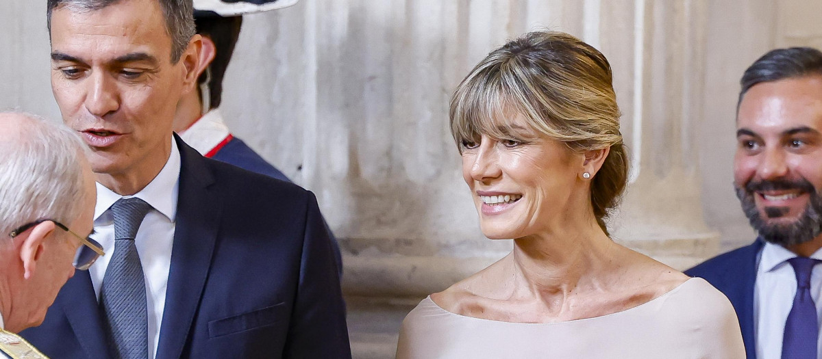 Spanish President Pedro Sanchez and Begoña Gomez attending the delivery of Order Civil Merit / Orden del Merito Civil during 10 anniversary of the proclamation of Spanish King Felipe VI at RealPalace in Madrid on Wednesday, 19 June 2024.