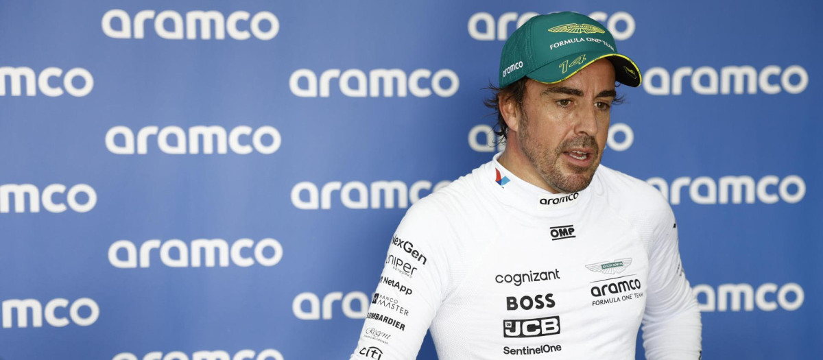 Fernando Alonso, durante la previa del GP de España