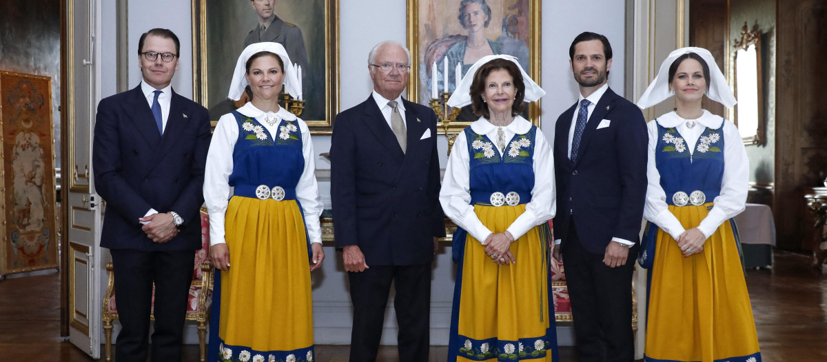 PrinceDaniel, Crown Princess Victoria,King Carl XVI Gustaf, Queen Silvia, Carl Philip and Princess Sofia during the celebrations of National Day Sweden 2024 in Stockholm - 6 Jun 2024
