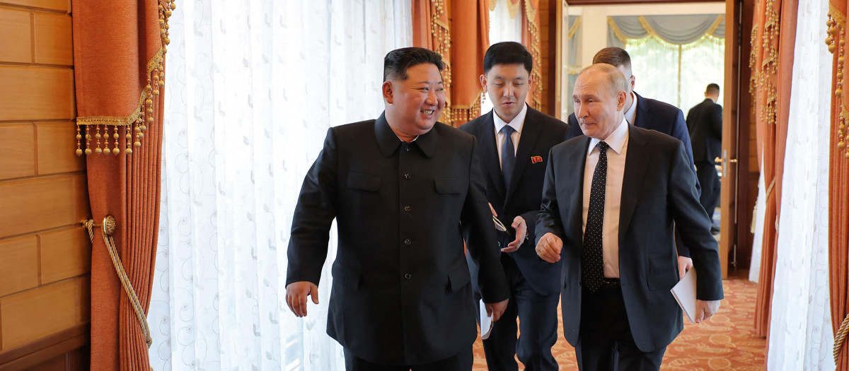 Kim Jong-un y Vladimir Putin en Pyongyang