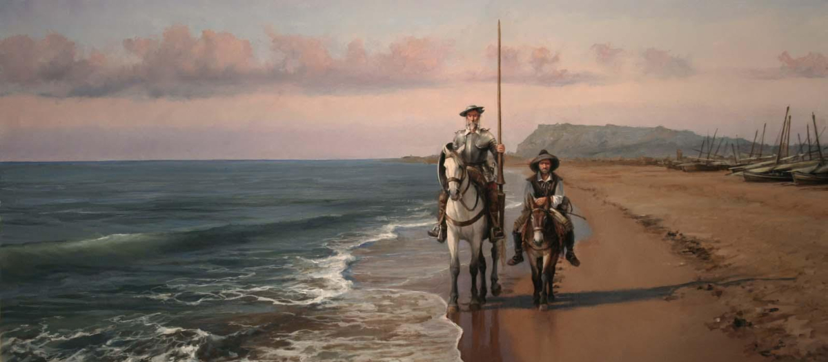 Don Quijote en la playa de Barcelona, por Augusto Ferrer Dalmau