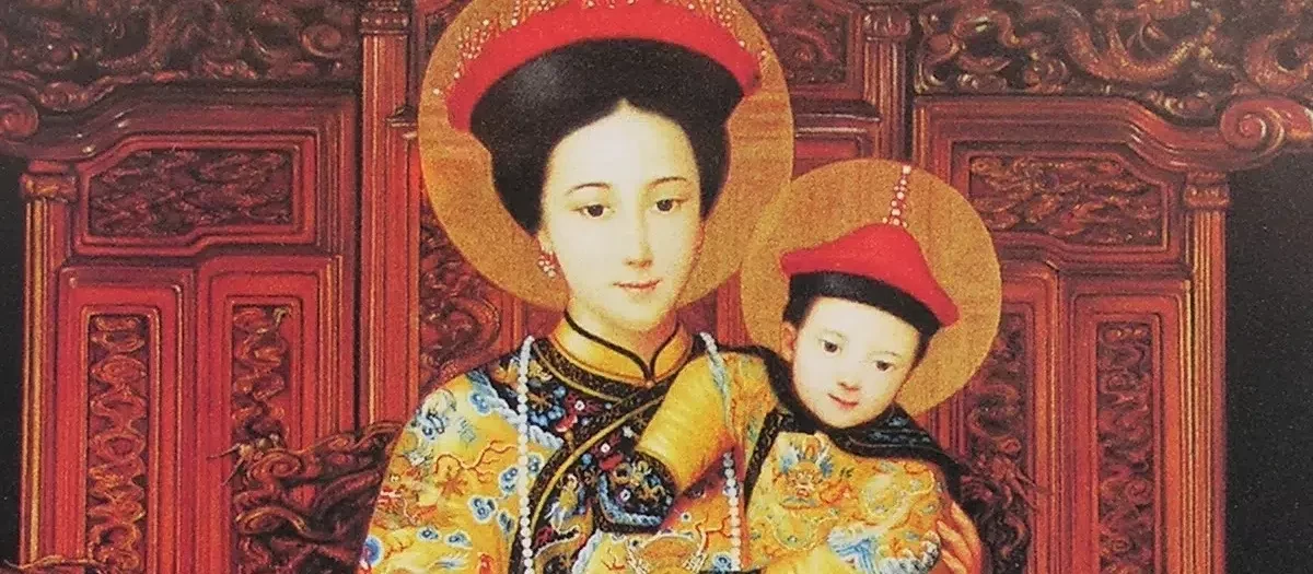 La Virgen María, caracterizada como Emperatriz de China