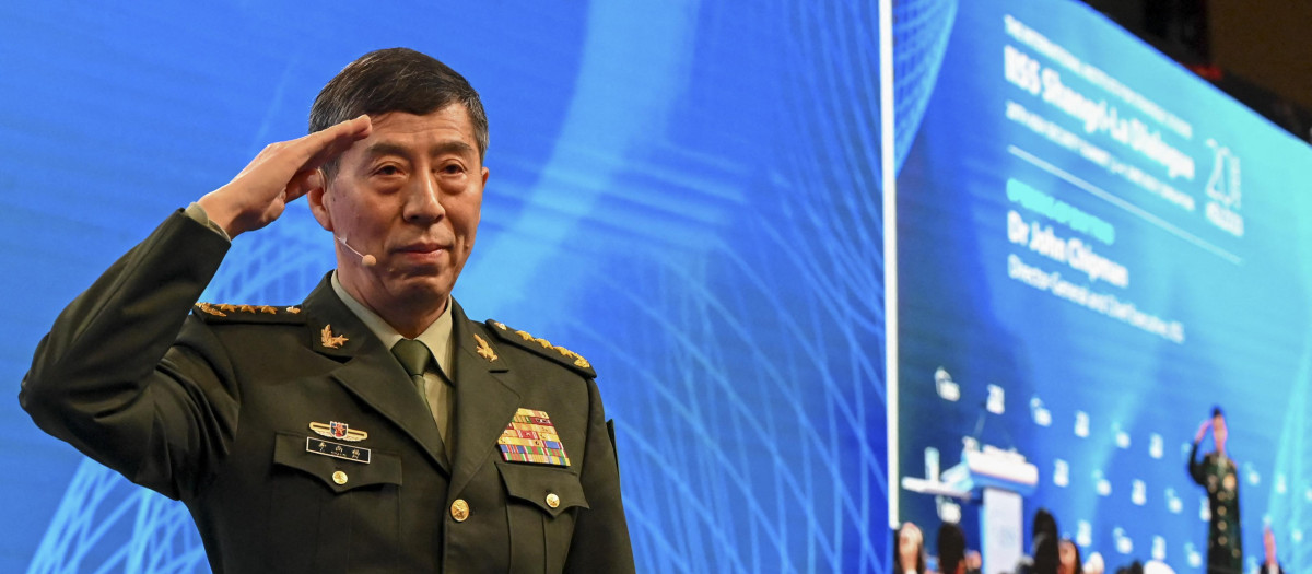 El exministro de Defensa chino, Li Shangfu, durante la vigésima cumbre del Diálogo Shangri-La, en Singapur