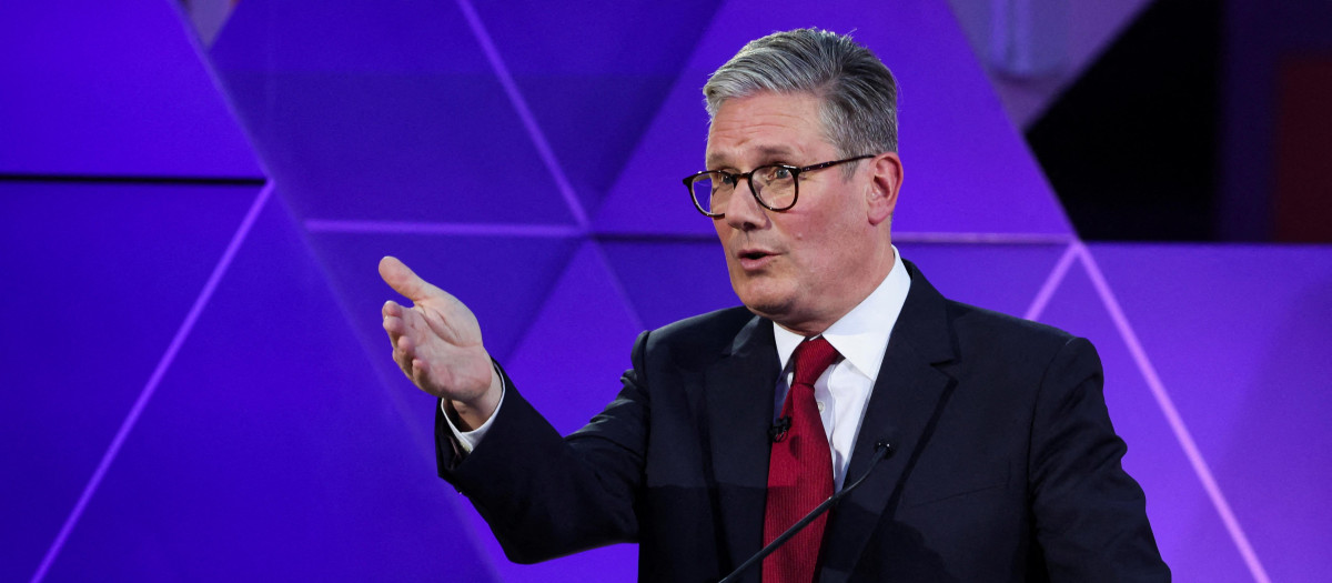 Keir Starmer, líder de los laboristas, durante el debate electoral