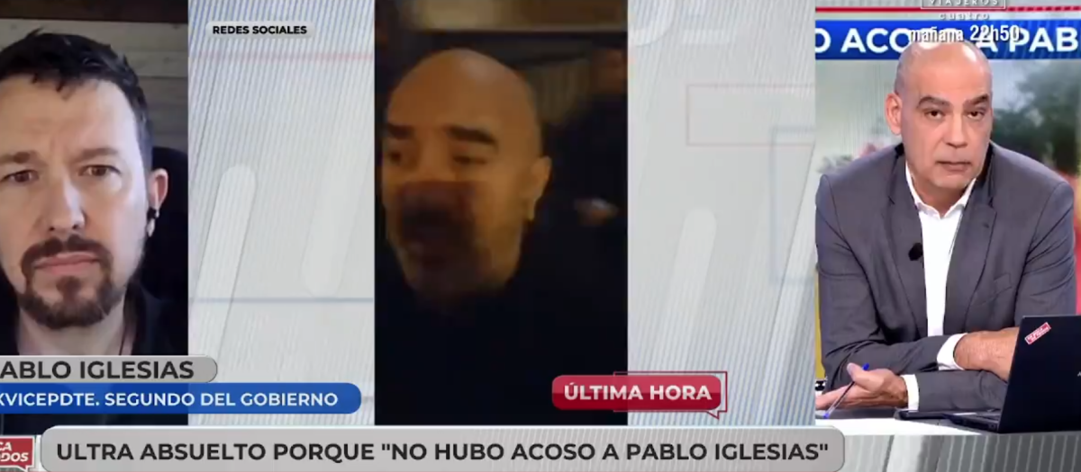 Pablo Iglesias y Nacho Abad, durante su tensa entrevista en el programa En boca de todos