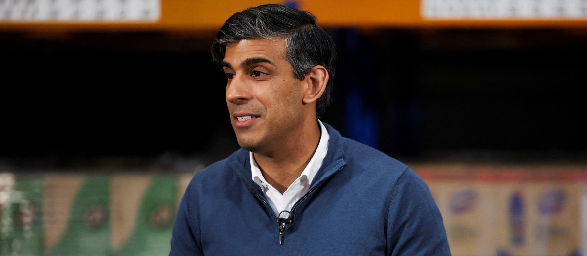 El primer ministro británico y líder del Partido Conservador, Rishi Sunak, en Banbury, en el centro de Inglaterra