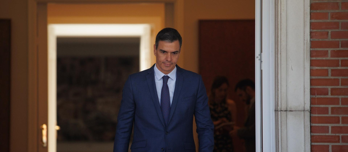 El presidente del Gobierno, Pedro Sánchez, en el Palacio de la Moncloa