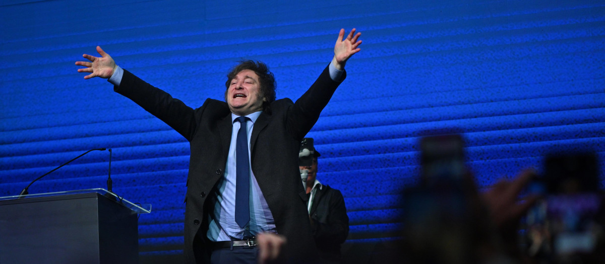 El presidente de Argentina, Javier Milei, participa en la conferencia del Conservative Political Action Conference (CPAC), este domingo en Balneário Camboriú, estado de Santa Catarina (Brasil)