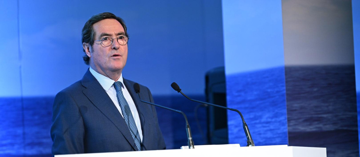 Antonio Garamendi, durante la asamblea de la CEOE.